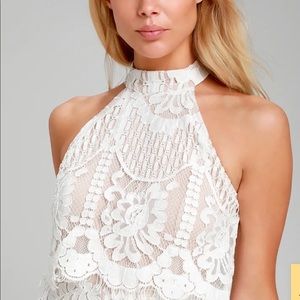 Lulus NWT white lace jumpsuit Size Medium